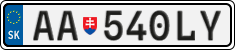 License plate of Slovakia, Cars
