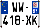 French license plate, SIV (temporary)