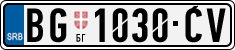 License plate of Serbia, Cars