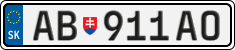 License plate of Slovakia, Cars
