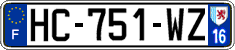 French license plate, SIV (ordinary)