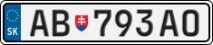 License plate of Slovakia, Cars