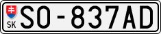 License plate of Slovakia, Cars