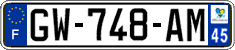 French license plate, SIV (ordinary)