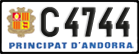 License plate of Andorra, Cars (A 1234)