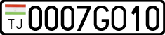 License plate of Tajikistan, Private owners (2009)