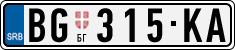 License plate of Serbia, Cars