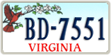 Virginia, Specialty plates (AB-1234)