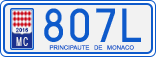 License plate of Monaco, Cars
