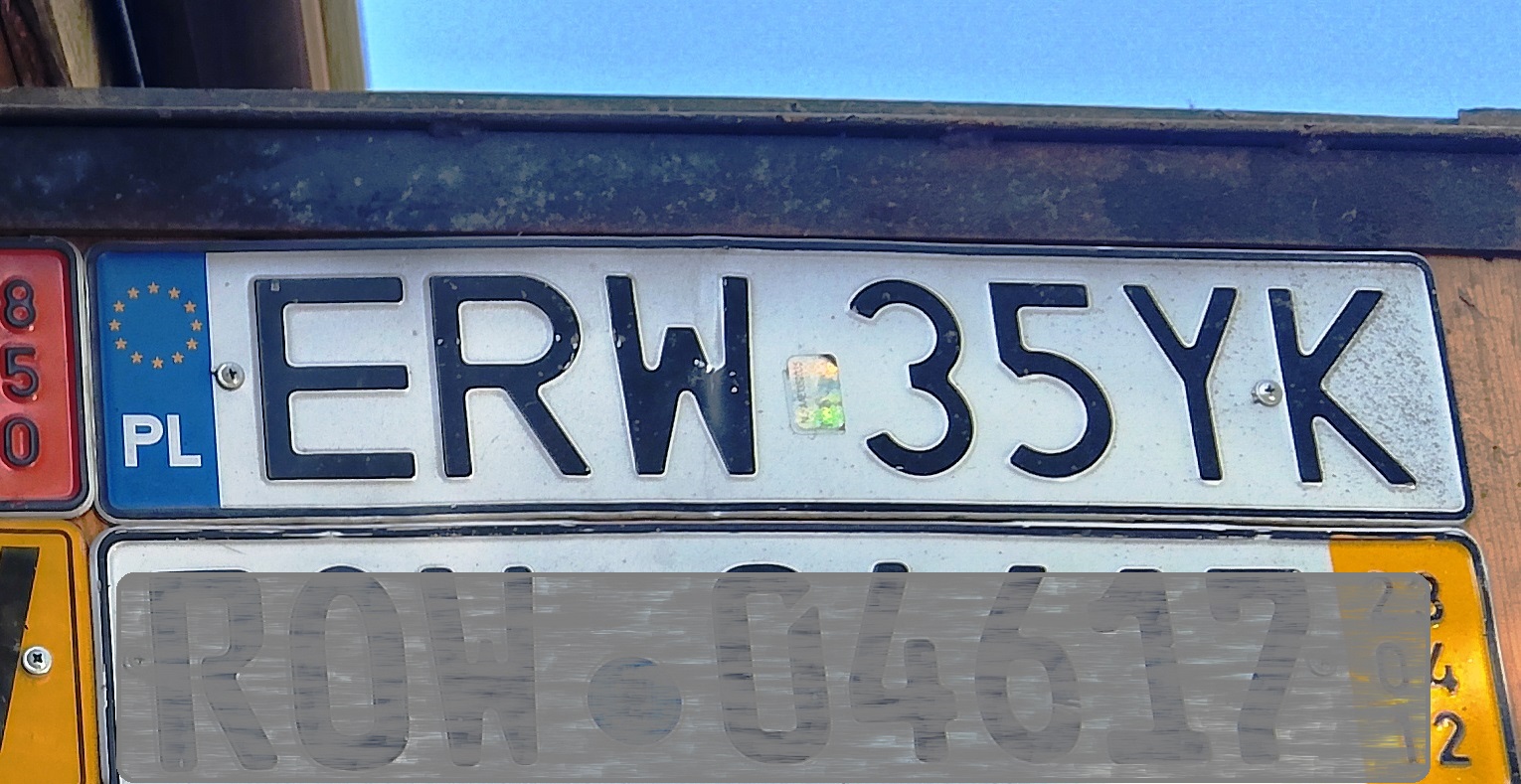 ERW 35YK, License plate without vehicle 