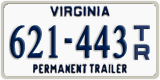 Virginia, Permanent Trailer (123-456 T/A)