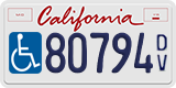 California, Disabled Veteran (D/V12345, 12345D/V, DV12345)