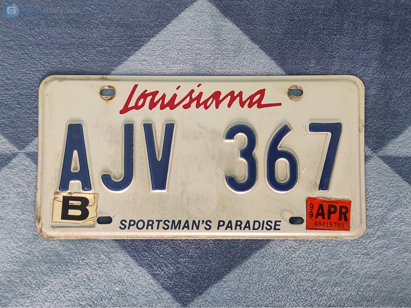 AJV 367, License plate without vehicle 