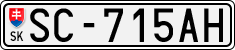 License plate of Slovakia, Cars