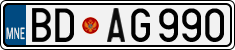 License plate of Montenegro, Cars
