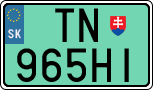License plate of Slovakia, Electric vehicles