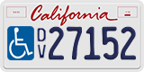 California, Disabled Veteran (D/V12345, 12345D/V, DV12345)