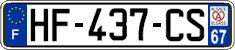 French license plate, SIV (ordinary)