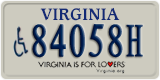 Virginia, Vehicles for disabled persons (#1234XX)