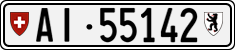 License plate of Switzerland, Cars