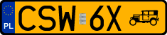 License plates of Poland, Oldtimers