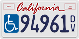 California, Disabled Veteran (D/V12345, 12345D/V, DV12345)