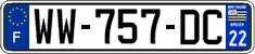 French license plate, SIV (temporary)