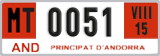 License plate of Andorra, Provisional (1234)
