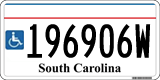 South Carolina, Vehicles for disabled persons (123456W)