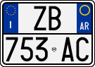 License plate of Italy, Cars (1994 year series)