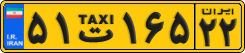License plate of Iran, Taxi