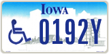 Iowa, Vehicles for disabled persons (XXXXX)