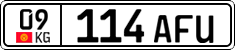 License plate of Kyrgyzstan, Private owners (2016)