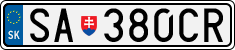 License plate of Slovakia, Cars