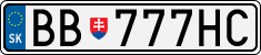 License plate of Slovakia, Cars