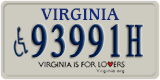 Virginia, Vehicles for disabled persons (#1234XX)