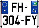 French license plate, SIV (ordinary)