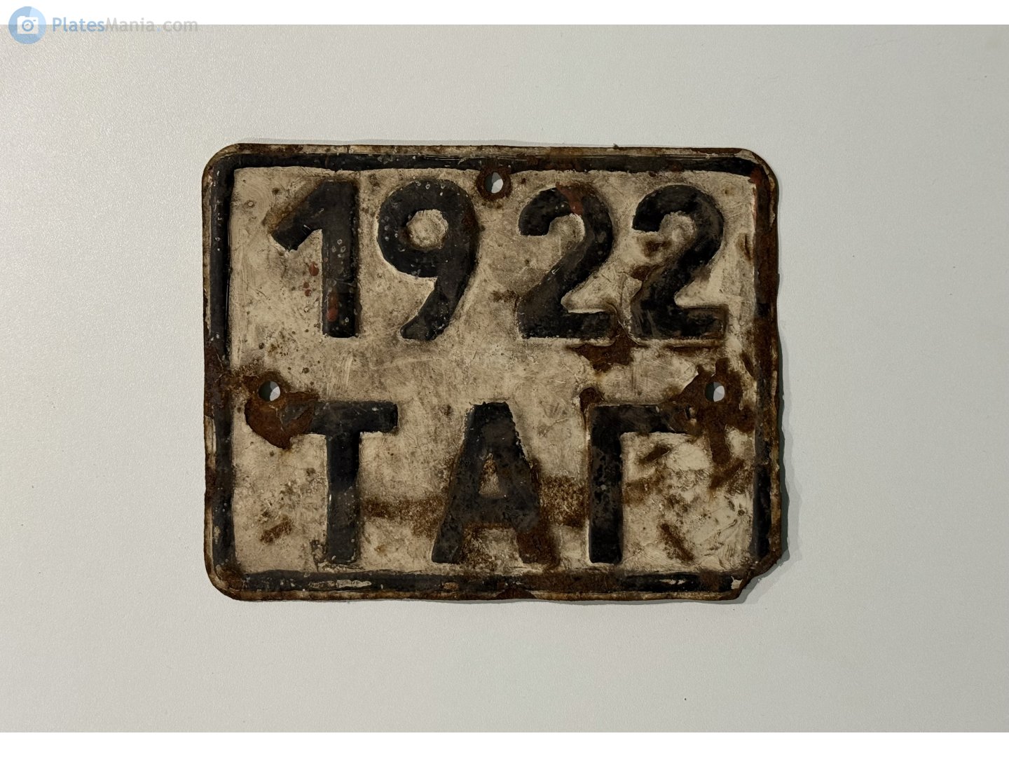 1922 ТАГ, License plate without vehicle 