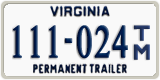 Virginia, Permanent Trailer (123-456 T/A)
