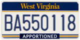 West Virginia, Apportioned (BA123456)