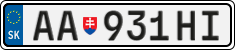 License plate of Slovakia, Cars
