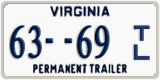 Virginia, Permanent Trailer (123-456 T/A)