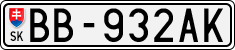 License plate of Slovakia, Cars