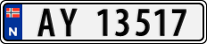 License plate of Norway, Cars