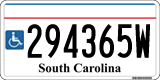 South Carolina, Vehicles for disabled persons (123456W)