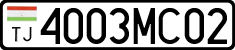 License plate of Tajikistan, Private owners (2009)