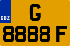 License plate of Gibraltar, Regular car plates (G 1234 A)