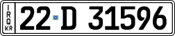 License plate of Iraq, 2022 year system