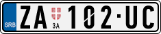 License plate of Serbia, Cars