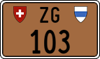 License plate of Switzerland, Except vehicles and snowmobiles (brown)